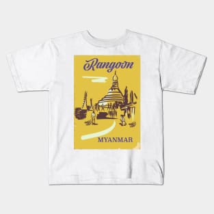 Rangoon Myanmar Travel poster Kids T-Shirt